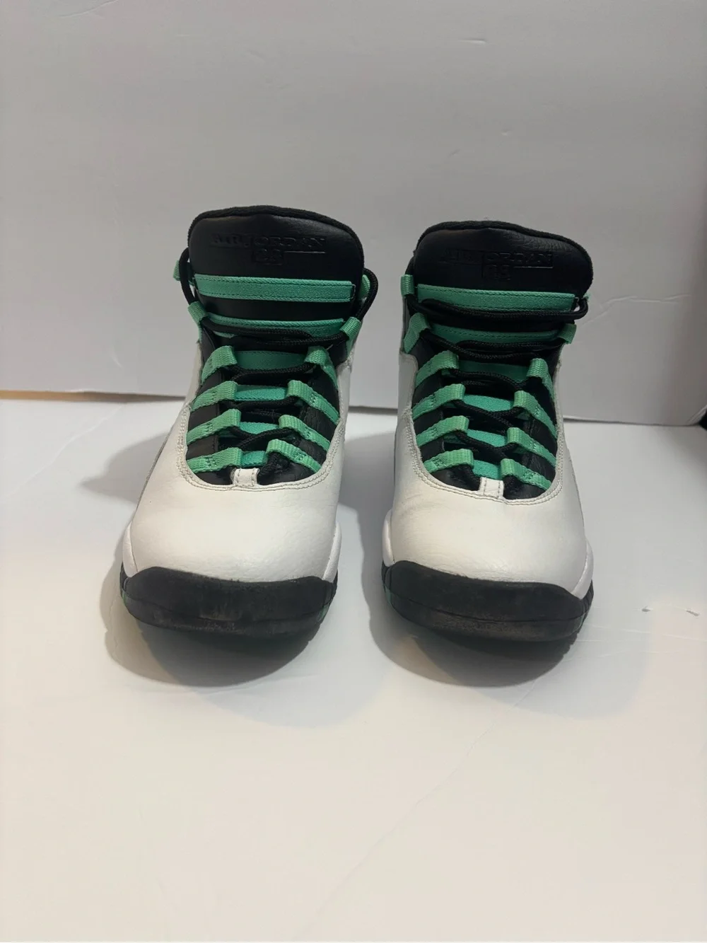 Air Jordan 10 Retro 30TH GG lace up shoes White Green Black Boys Size 5.5